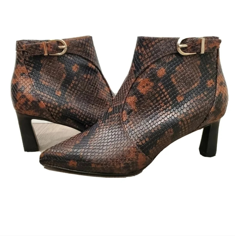 NEW Joie Rawly Snakeskin-Embossed Leather Ankle Boots
